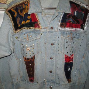 Custom Denim Jacket Womens L